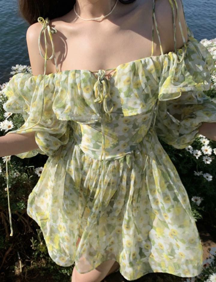 Ruffled Backless Off-Shoulder Y2K Dress for Coquette Aesthetic & Grunge Style