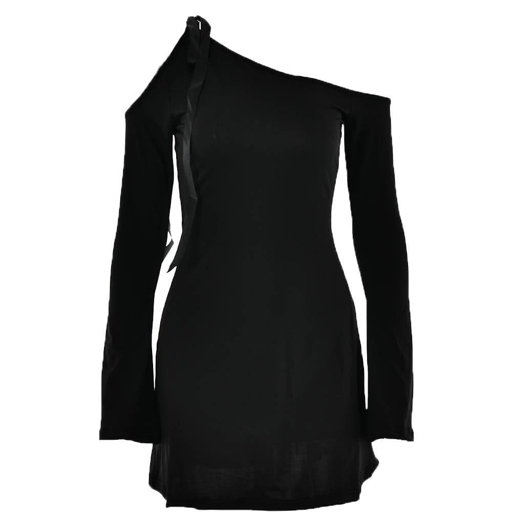 Self-Tie Irregular One-Shoulder Mini Dress - Y2K Aesthetic, Coquette Style, Cute & Comfy