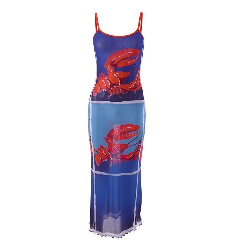Sheer Mesh Ruffle Cami Midi Dress - Y2K Aesthetic, Coquette Style, Cute & Comfy Fashion