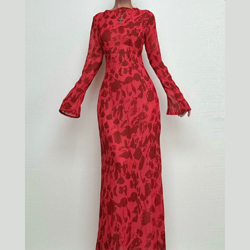 Sheer Mesh Zebra Print Long Sleeve Zip-Up Maxi Dress - Y2K Grunge & Coquette Aesthetic
