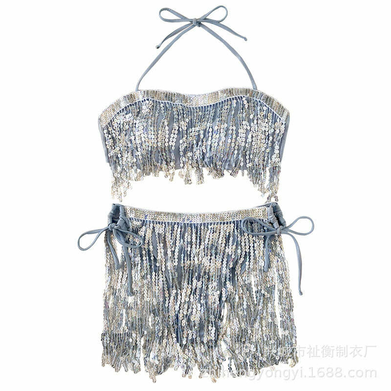 Shining Sequin Y2K Bikini Set - Cute Coquette Aesthetic Swimwear for Summer Vibes