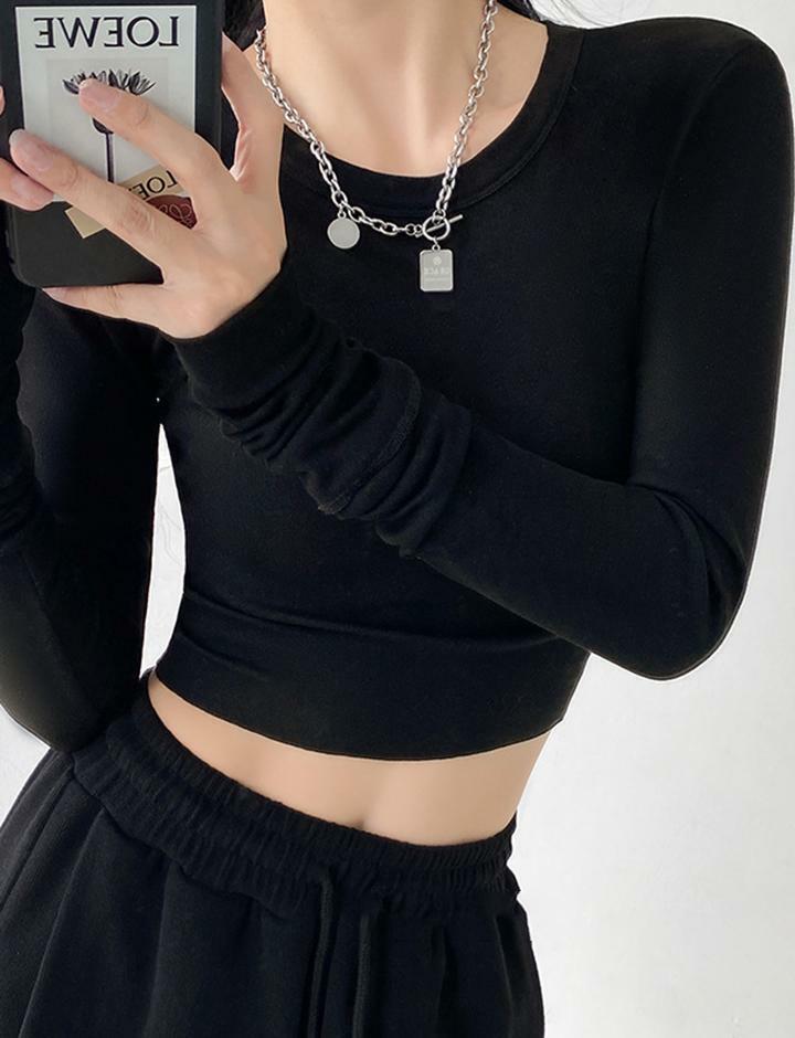 Solid Color High Waist T-Shirt - Y2K Aesthetic Cute Top for Coquette & Grunge Styles