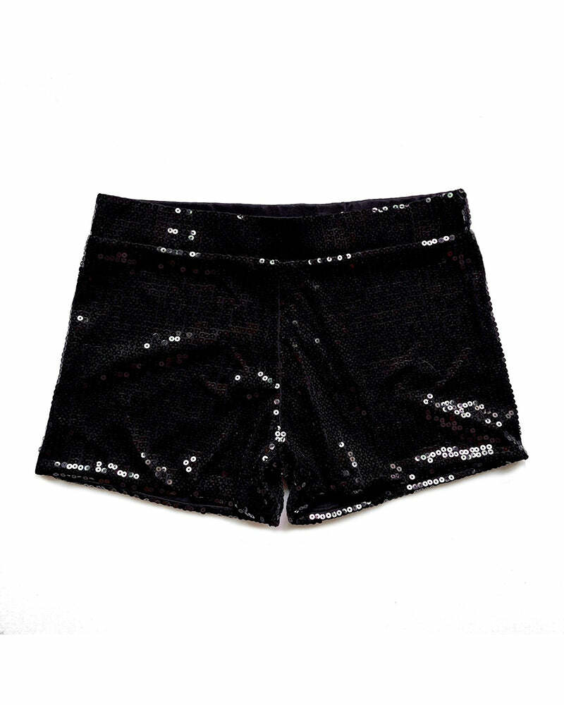 Sparkly High Waist Y2K Casual Shorts for Coquette, Grunge, and Aesthetic Outfits