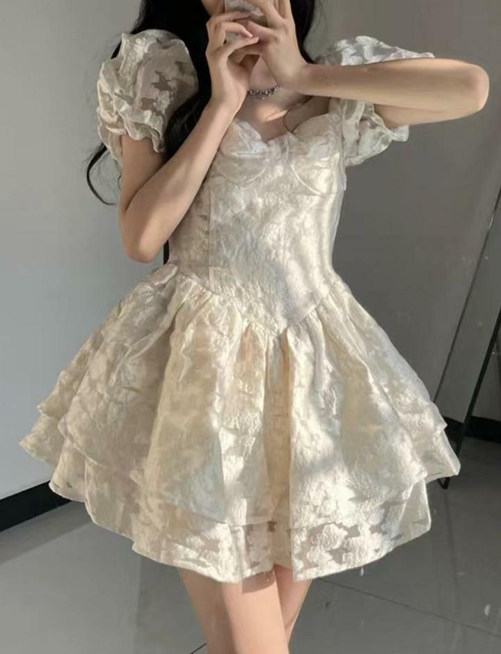 Sweet & Spicy Y2K Puff Sleeve Dress - Coquette Aesthetic with Grunge Flair & Cute Style