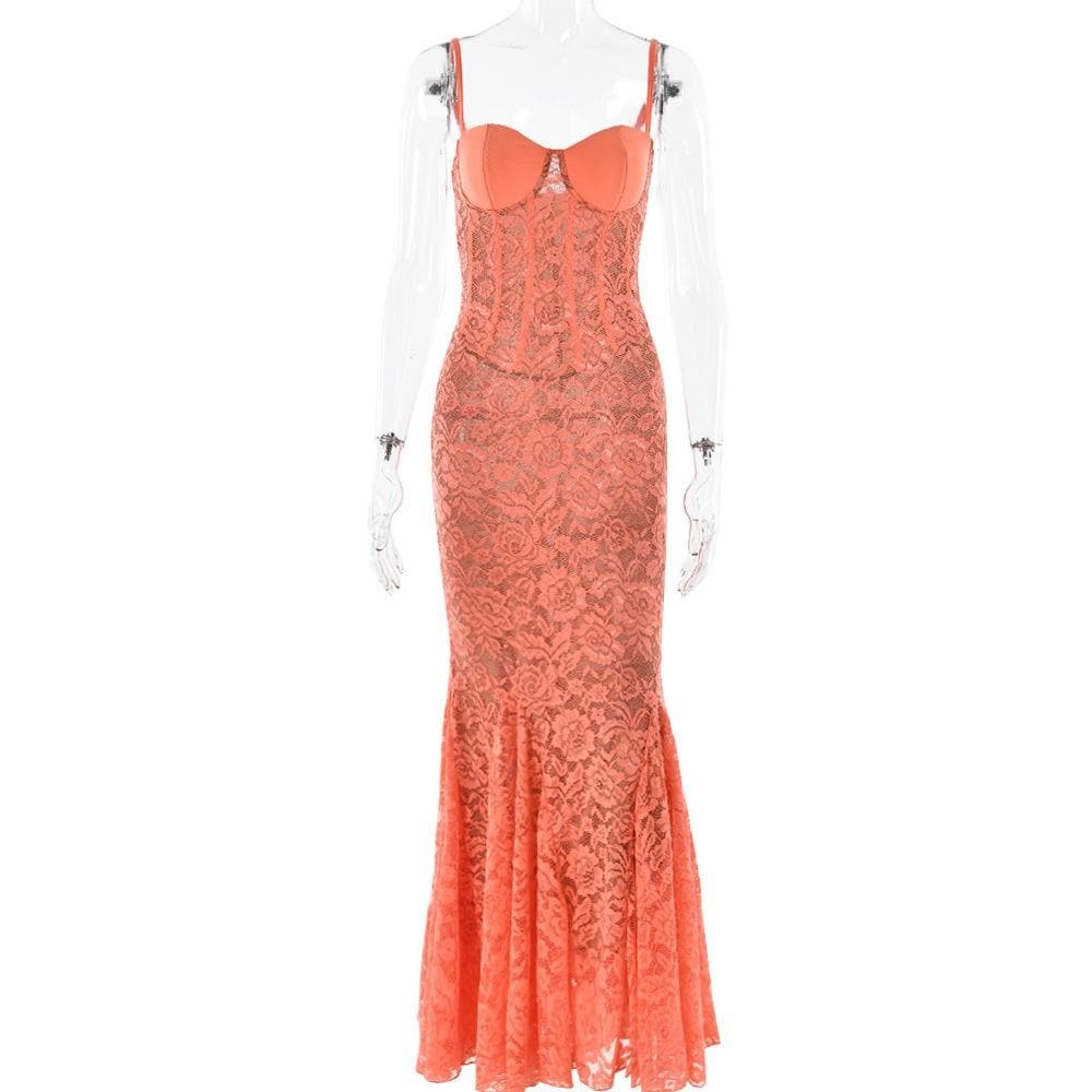 Sweetheart Neck Lace Bustier Cami Maxi Dress - Y2K Aesthetic, Coquette Style, Cute & Comfy
