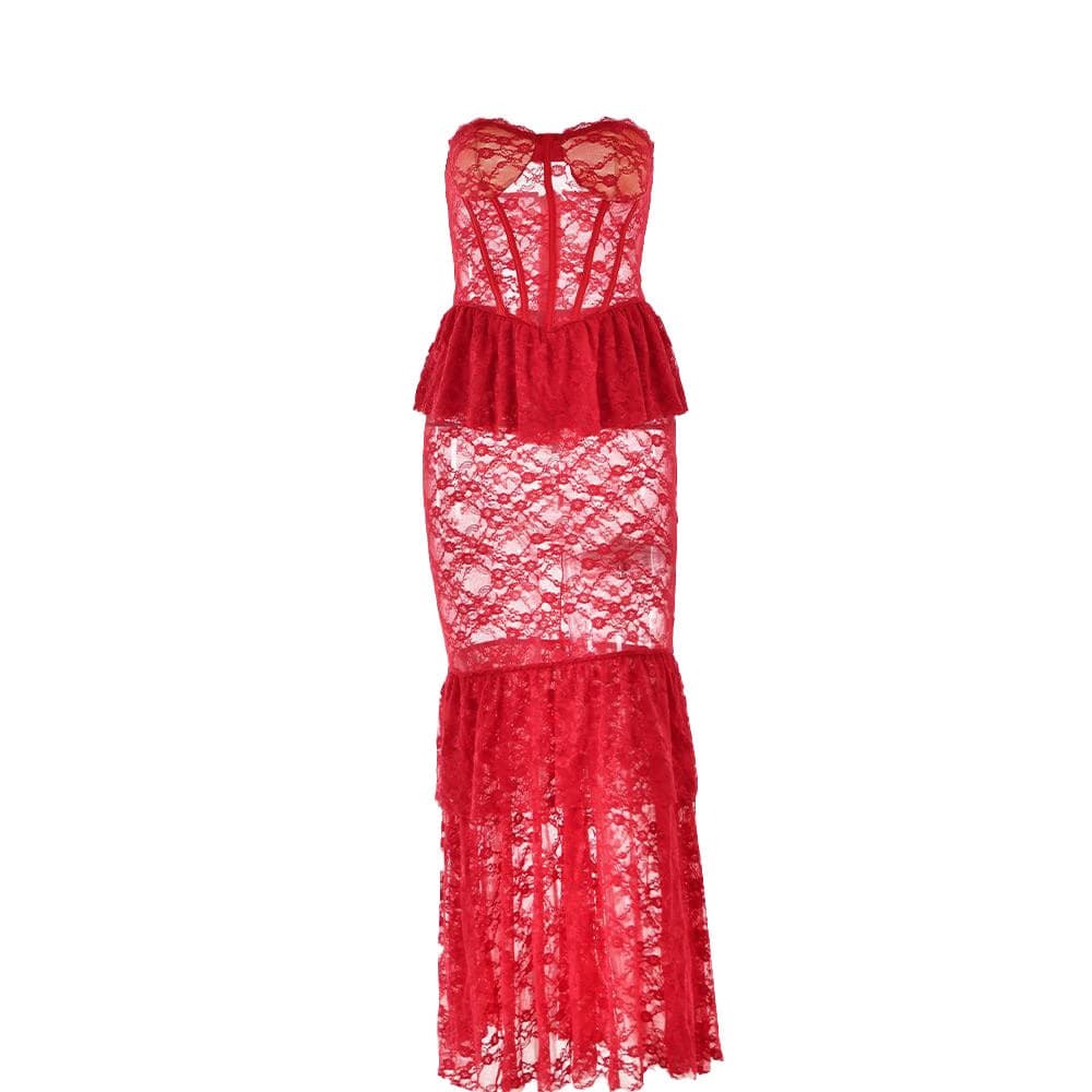 Sweetheart Neck Ruched Tube Maxi Dress - Y2K Fashion, Coquette Aesthetic, Cute & Comfy