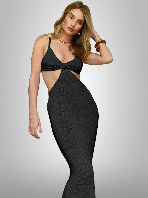 Take Me To Your Heart Y2K Hollow Out Dress - Coquette Aesthetic with Grunge Vibes