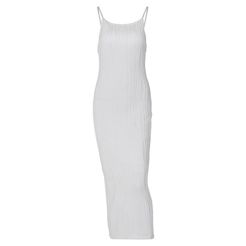 Textured Backless Cami Midi Dress - Y2K Aesthetic, Coquette Style, Perfect for Fall Outfits