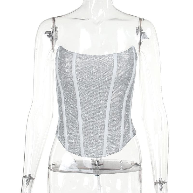Textured Backless Corset Tube Top - Y2K Fashion, Coquette Aesthetic, Cute Crop Top