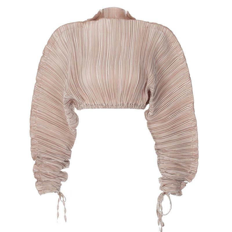 Textured High Neck Puff Sleeve Tie Top - Y2K Fashion Meets Coquette Aesthetic Style