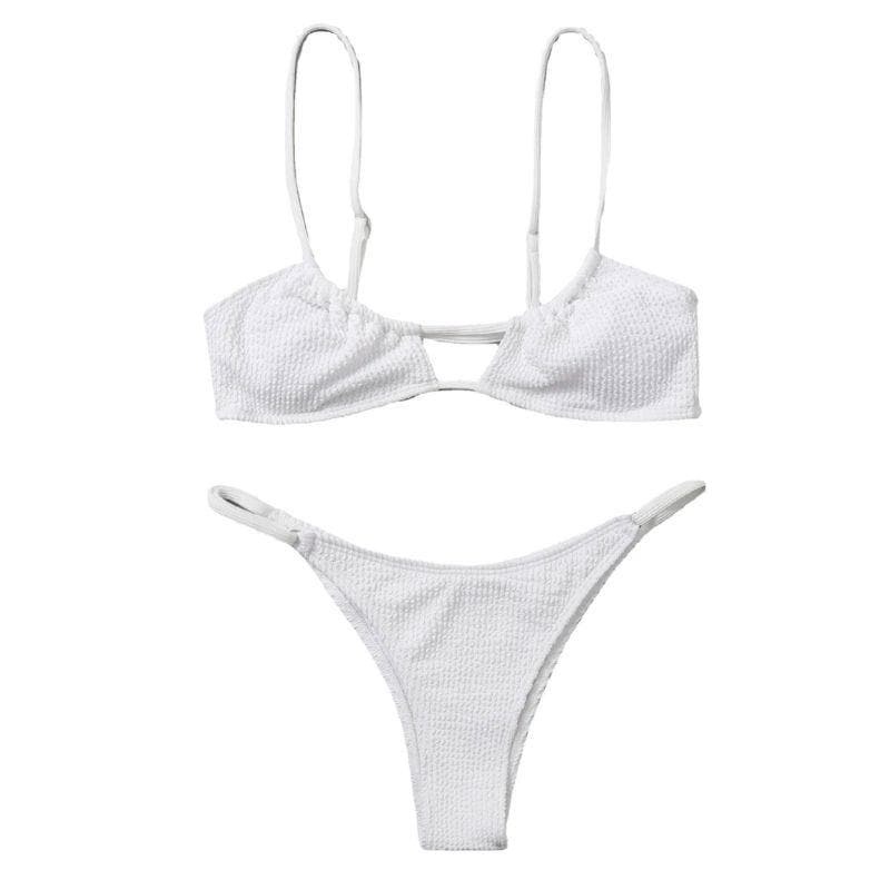 Textured Hollow Out Cami Bikini Swimwear - Y2K Aesthetic, Cute & Comfy Summer Style