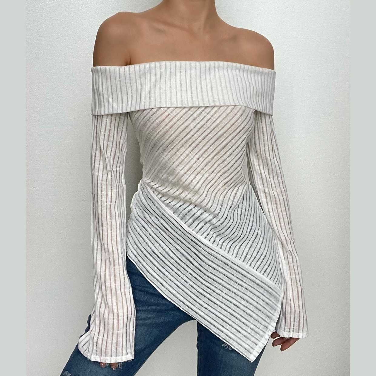 Textured Irregular Solid Off-Shoulder Top - Y2K Fashion Meets Coquette Aesthetic