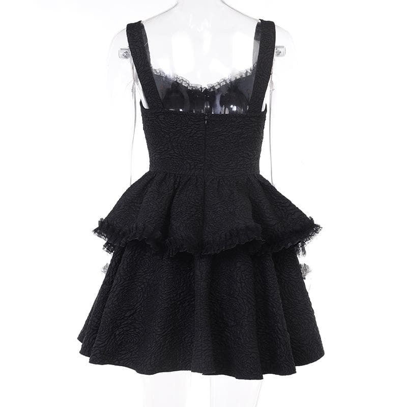 Textured Lace Hem Mini Dress | Y2K Fashion Backless Zip-Up | Coquette & Grunge Aesthetic
