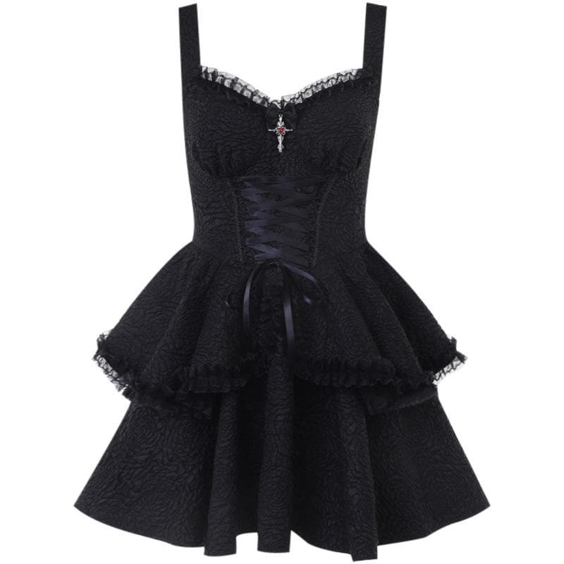 Textured Lace Hem Mini Dress | Y2K Fashion Backless Zip-Up | Coquette & Grunge Aesthetic