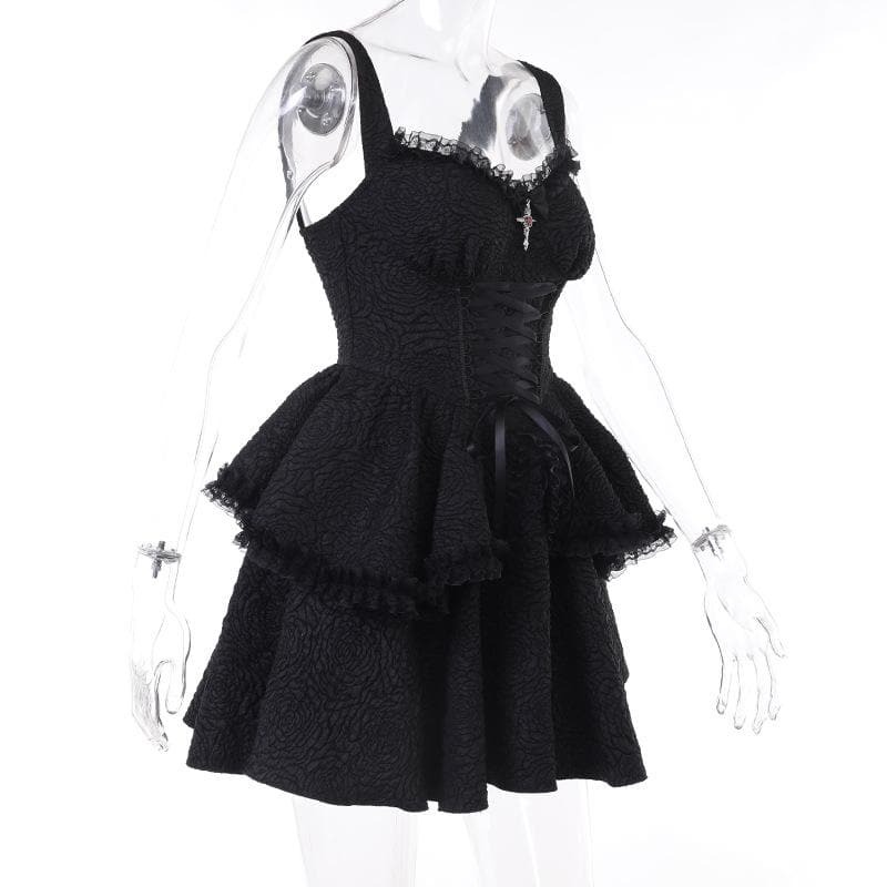 Textured Lace Hem Mini Dress | Y2K Fashion Backless Zip-Up | Coquette & Grunge Aesthetic