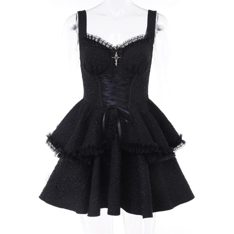 Textured Lace Hem Mini Dress | Y2K Fashion Backless Zip-Up | Coquette & Grunge Aesthetic