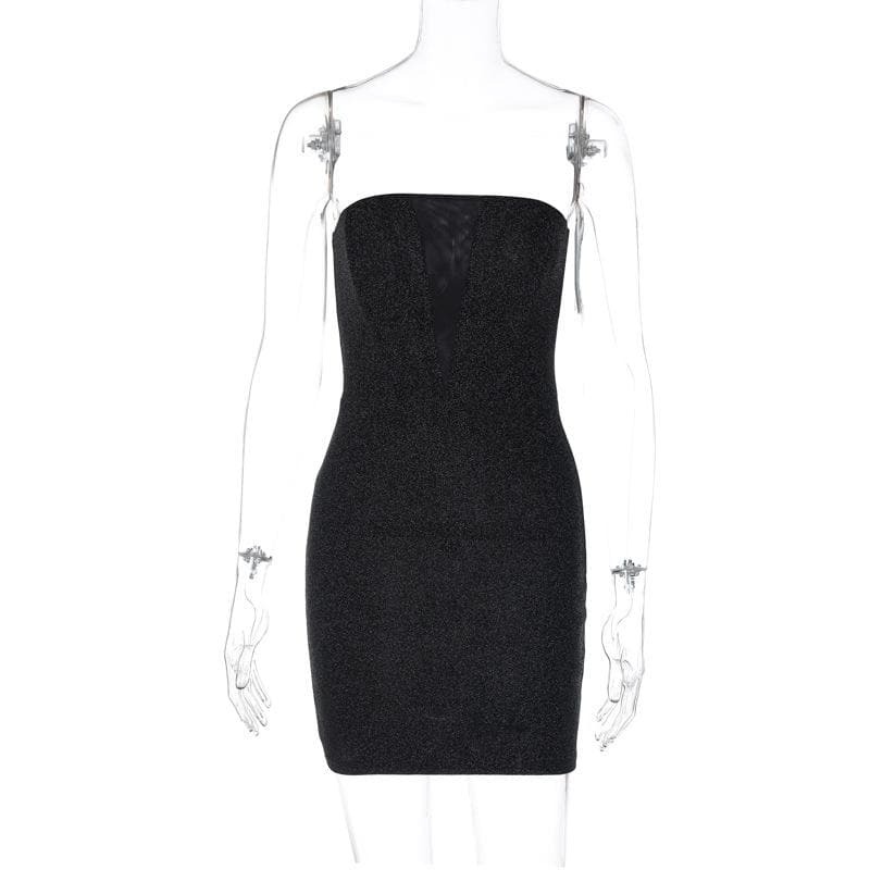 Textured Mesh Patchwork Backless Tube Mini Dress - Y2K Aesthetic, Grunge & Coquette Style