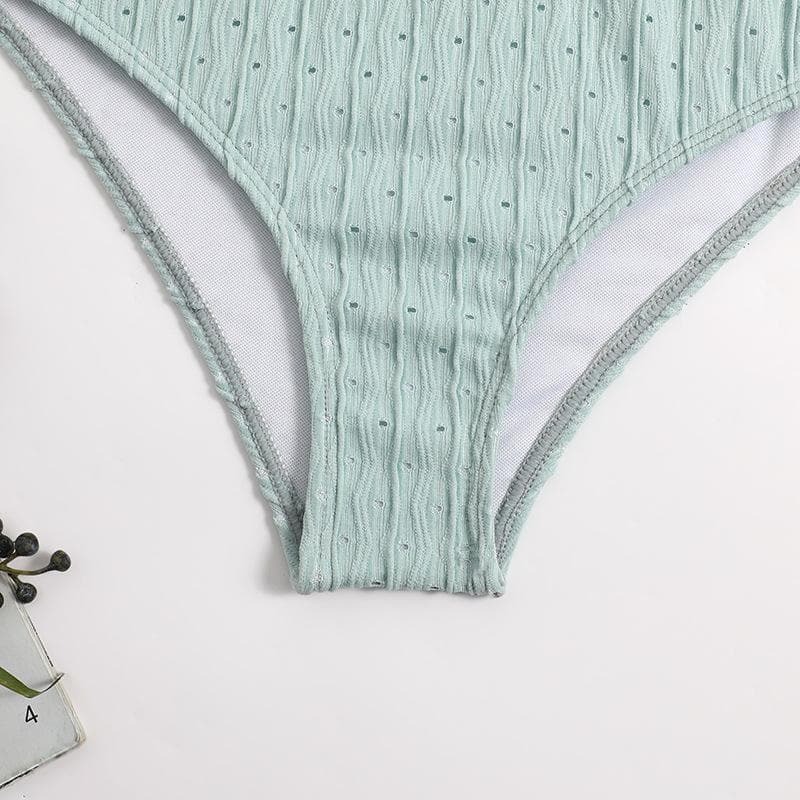 Textured One Shoulder Bikini Swimwear - Y2K Aesthetic, Cute & Comfy for Summer Vibes