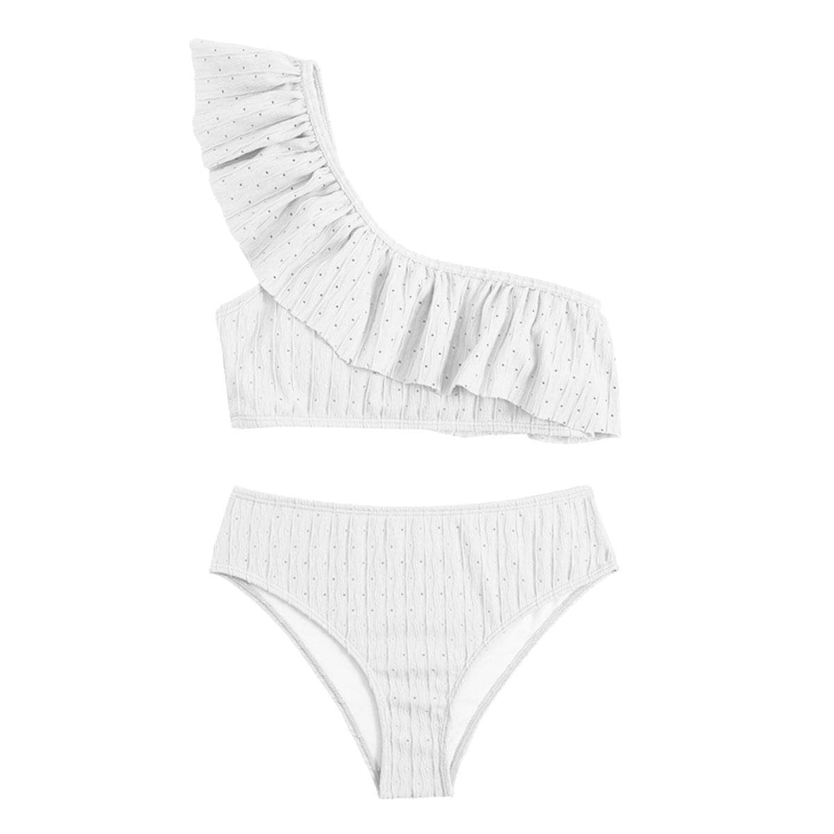 Textured One Shoulder Bikini Swimwear - Y2K Aesthetic, Cute & Comfy for Summer Vibes