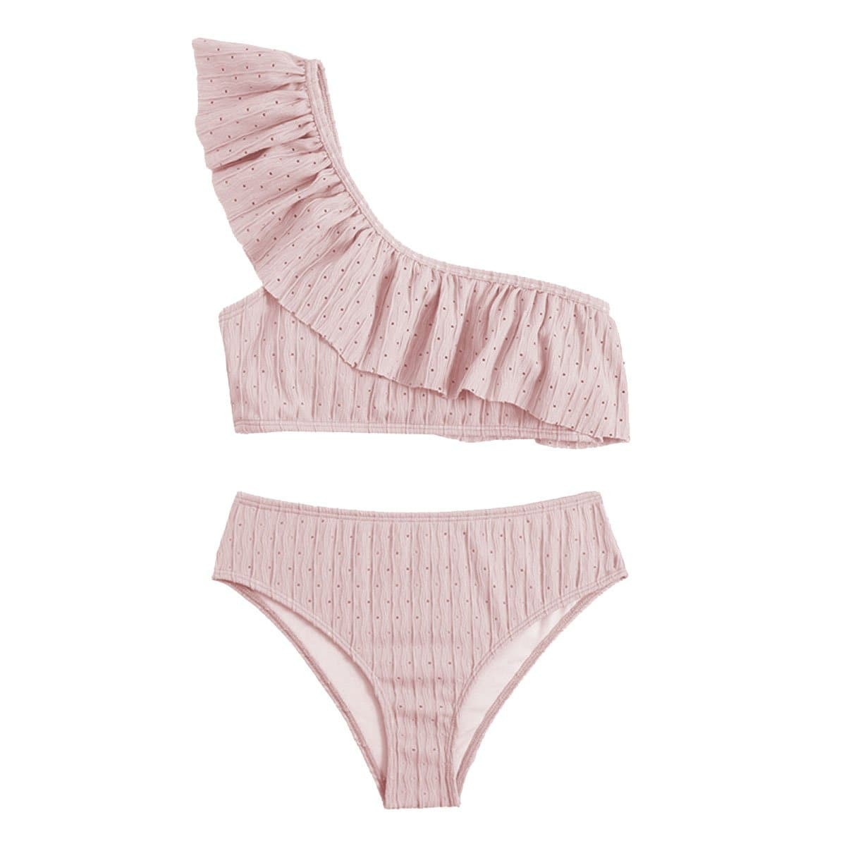 Textured One Shoulder Bikini Swimwear - Y2K Aesthetic, Cute & Comfy for Summer Vibes
