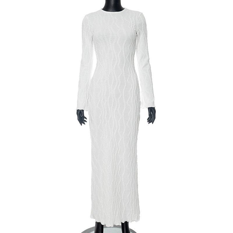 Textured Ruffle Maxi Dress - Y2K Fashion, Coquette Aesthetic, Grunge Style, Cute & Comfy!