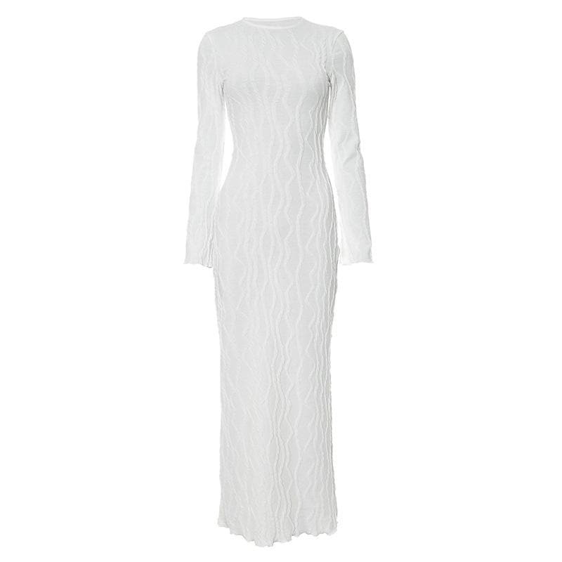 Textured Ruffle Maxi Dress - Y2K Fashion, Coquette Aesthetic, Grunge Style, Cute & Comfy!