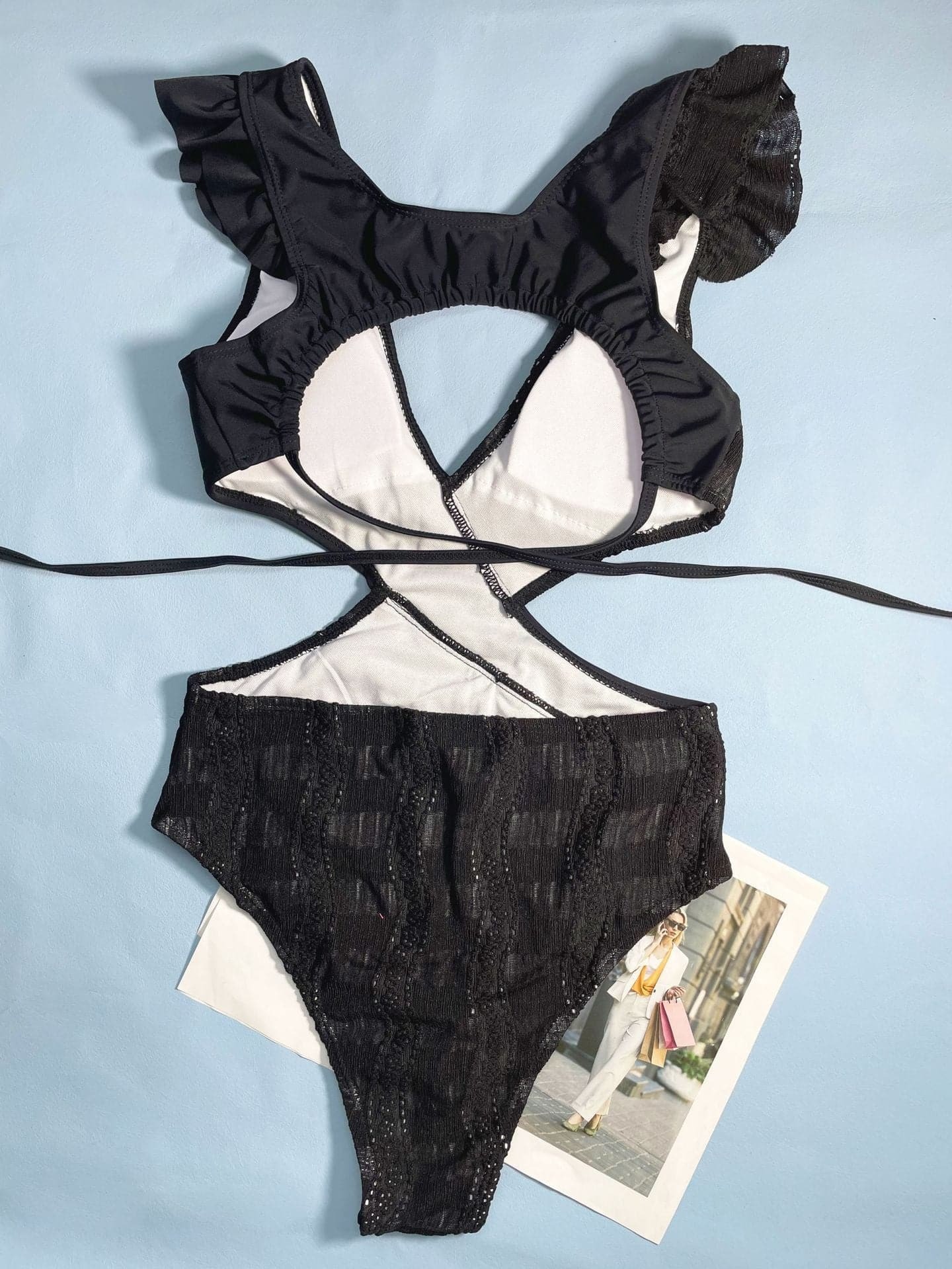 Textured Ruffle Padded One-Piece Swimsuit - Y2K Aesthetic Swimwear for Cute Summer Vibes