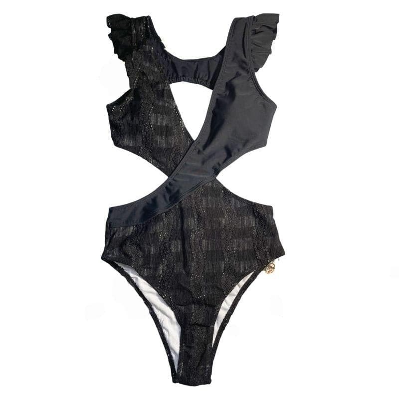 Textured Ruffle Padded One-Piece Swimsuit - Y2K Aesthetic Swimwear for Cute Summer Vibes