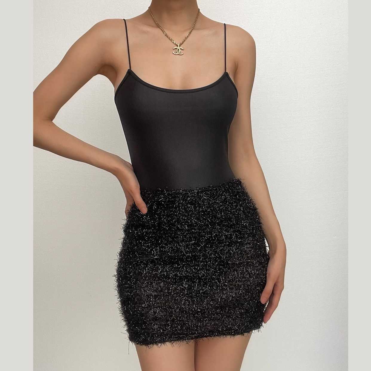 Textured Satin U-Neck Spaghetti Strap Mini Dress - Y2K Aesthetic, Coquette Style, Cute Outfit
