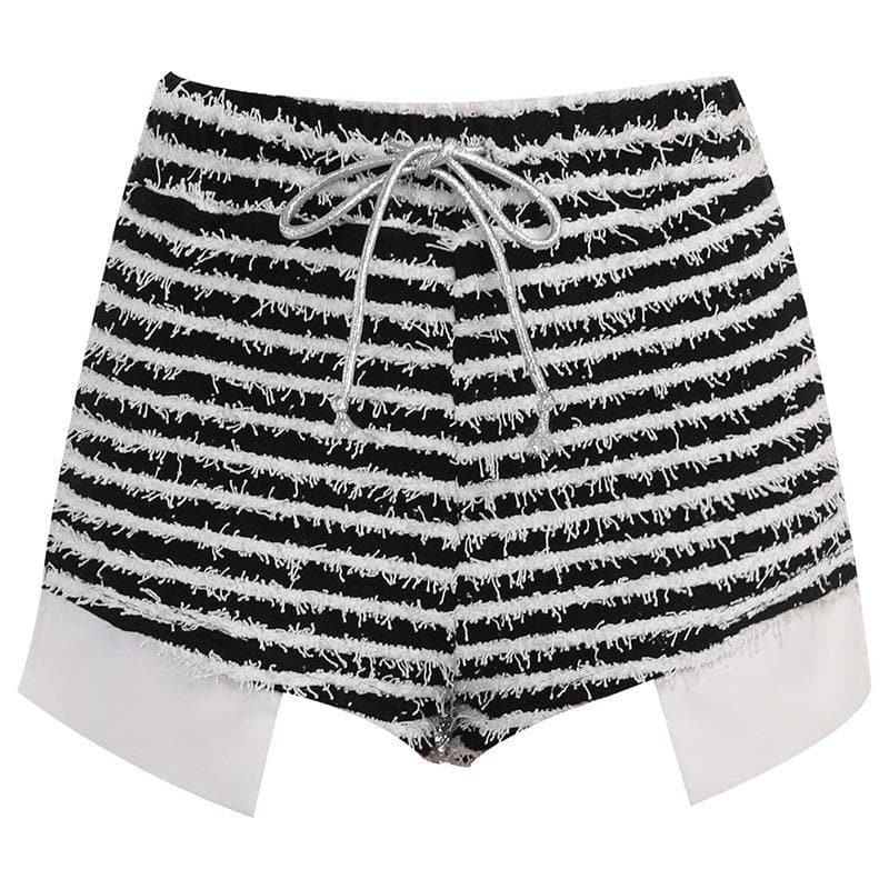 Textured Self-Tie Contrast Patchwork Slit Pants - Y2K Grunge Aesthetic & Coquette Style