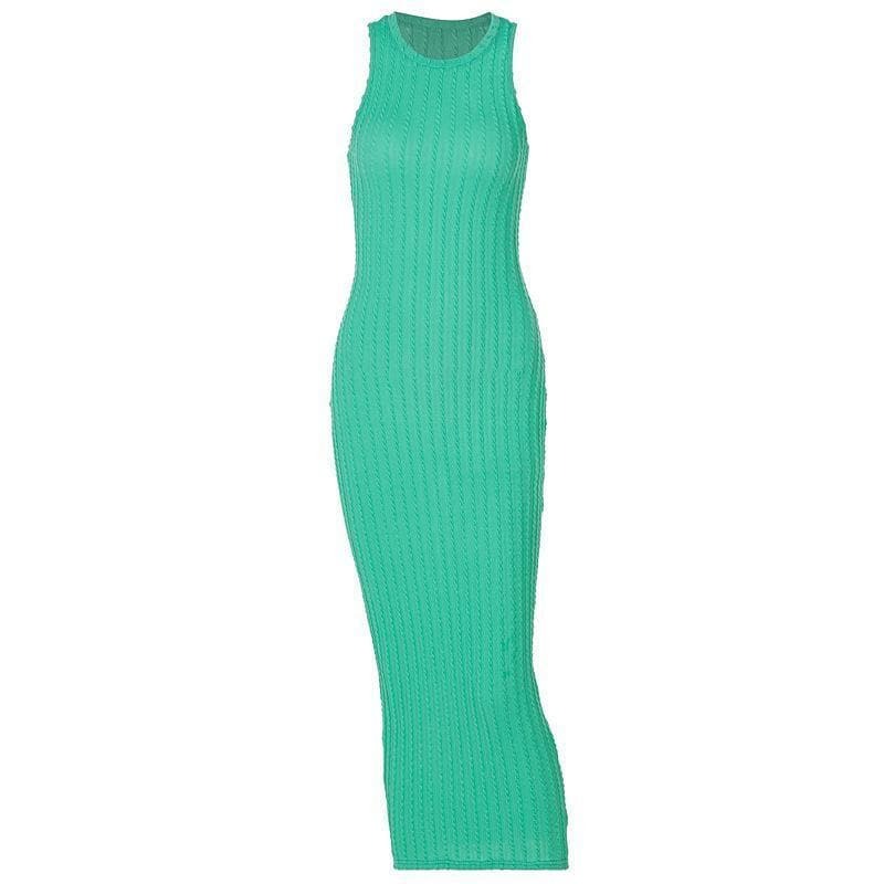 Textured Solid Sleeveless Midi Dress - Y2K Aesthetic, Coquette Style, Cute & Comfy Fashion
