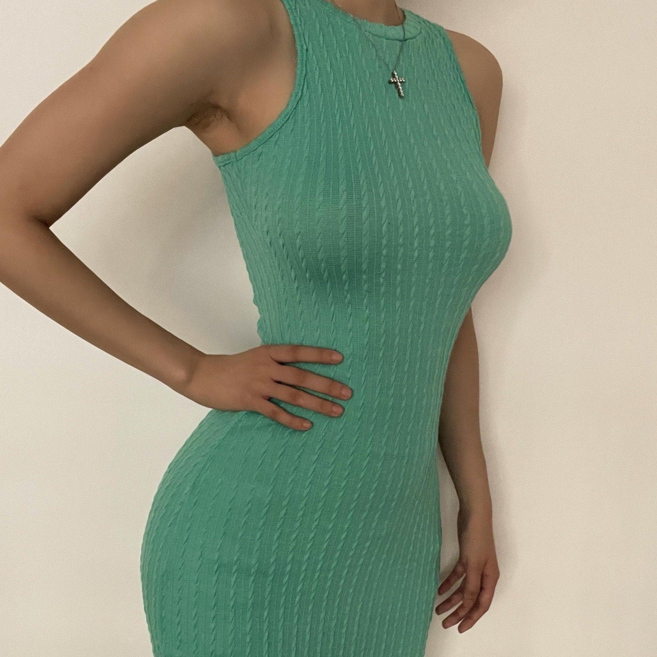 Textured Solid Sleeveless Midi Dress - Y2K Aesthetic, Coquette Style, Cute & Comfy Fashion