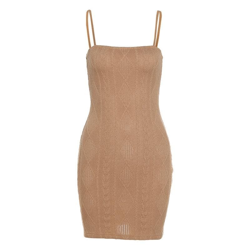 Textured Solid Square Neck Cami Dress - Y2K Aesthetic, Coquette Style, Cute & Comfy Fashion