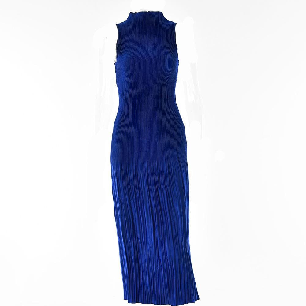 Textured Solid Zip-Up Ruffle High Neck Midi Dress - Y2K Aesthetic & Coquette Style