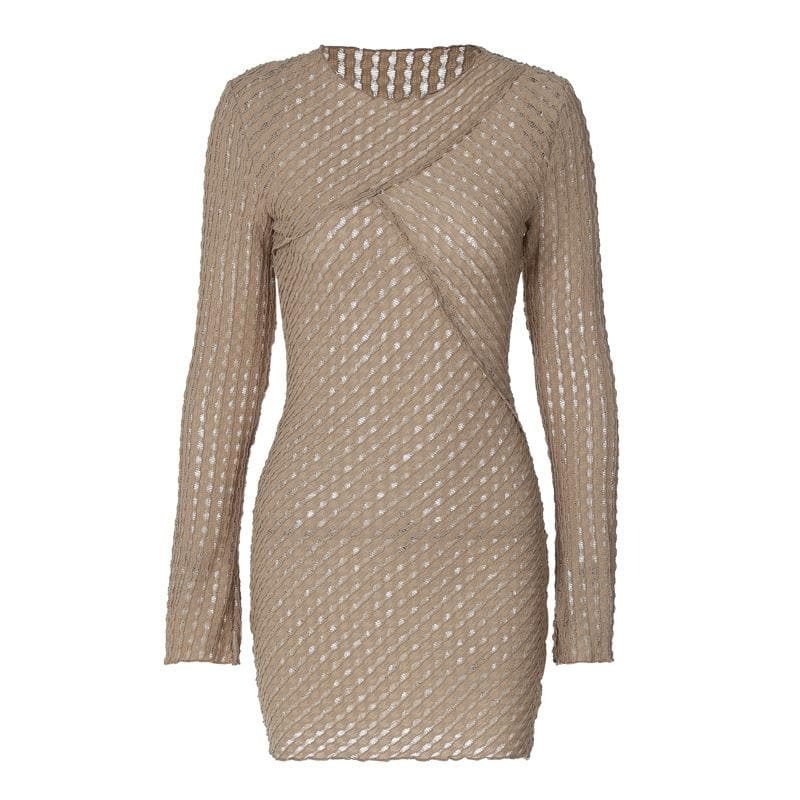 Textured Stitch Ruffle Mini Dress - Y2K Aesthetic, Coquette Style, Cute Fall Outfit