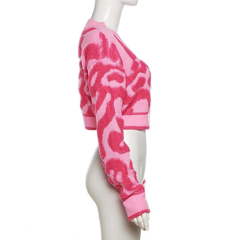 Textured V-Neck Knitted Contrast Crop Top - Y2K Fashion Meets Coquette Aesthetic