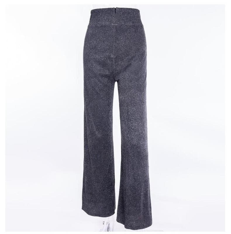 Textured Y2K High Rise Wide Leg Pants - Grunge Aesthetic Comfy Bottoms for Trendy Outfits