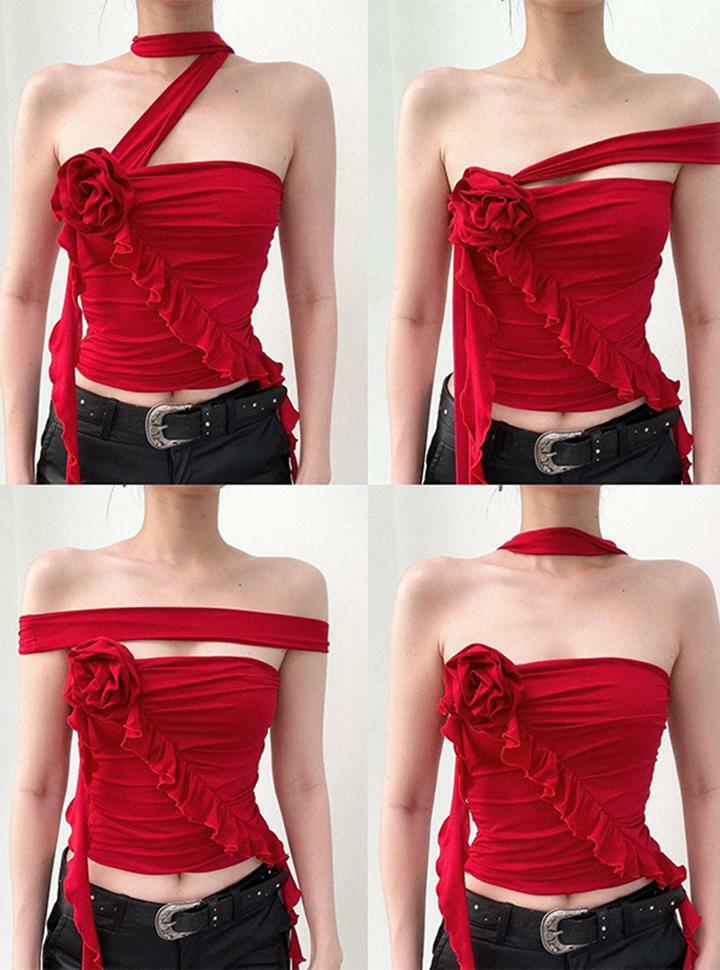 Three-Dimensional Flower Multi-Wear Tank Tops - Y2K Aesthetic, Cute & Comfy Style