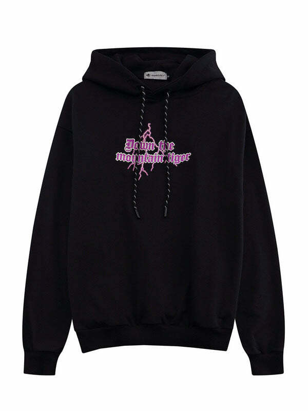 Thunder Tiger Y2K Hoodie - Cute Grunge Aesthetic Top for Coquette & Soft Girl Styles