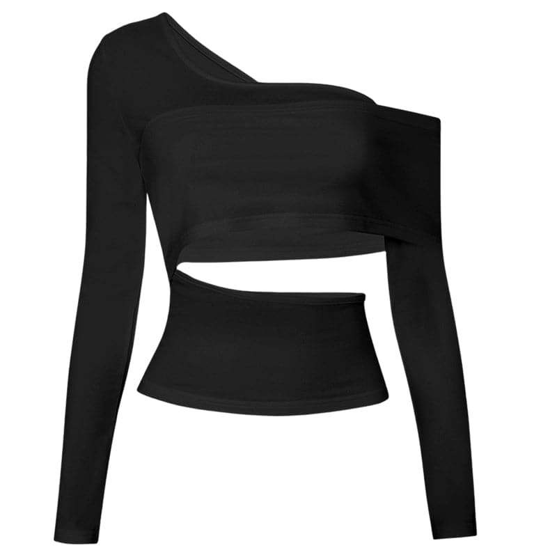 Trendy One Shoulder Hollow Out Top - Y2K Aesthetic Backless Cut Out for Grunge & Coquette Styles