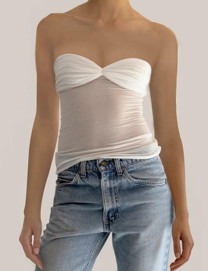 Trendy Sheer Tube Top - Y2K Aesthetic, Cute Crop Top for Coquette & Grunge Styles
