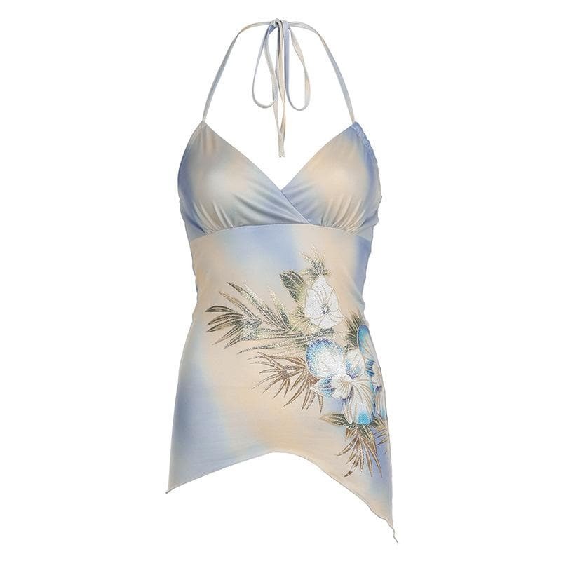Trendy Tie-Dye Halter Top - Y2K Aesthetic, Cute Crop, Coquette Style, Comfy & Chic