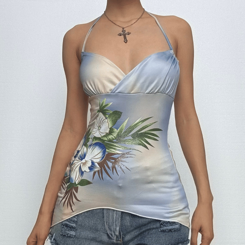 Trendy Tie-Dye Halter Top - Y2K Aesthetic, Cute Crop, Coquette Style, Comfy & Chic