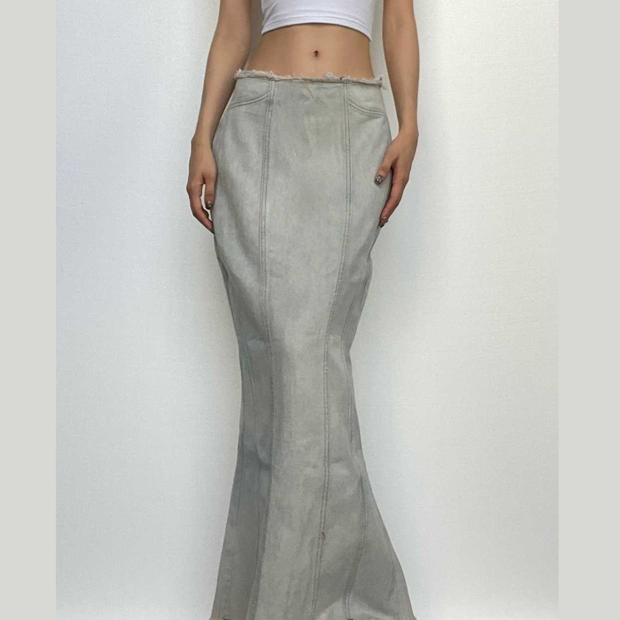 Trendy Tie Dye Raw Hem Zip-Up Slit Midi Skirt - Y2K Aesthetic & Grunge Style Essential