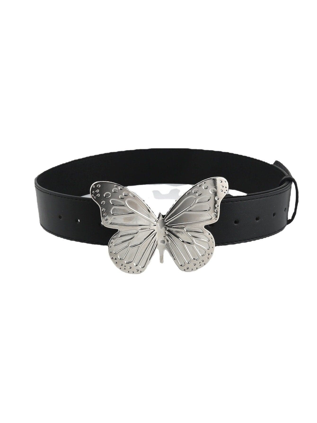 Trendy Y2K Aesthetic Butterfly Decor PU Leather Belt for Coquette and Grunge Styles