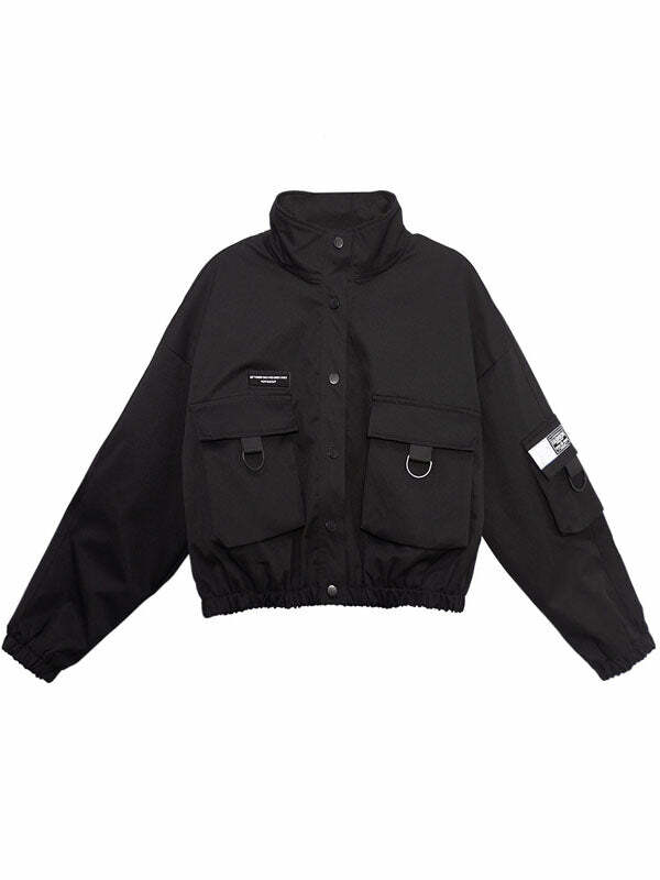 Trendy Y2K Cargo Jacket: Embrace Grunge Aesthetic with Comfy Style & Vintage Vibes