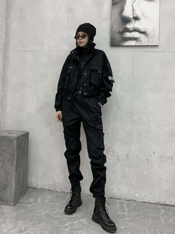 Trendy Y2K Cargo Jacket: Embrace Grunge Aesthetic with Comfy Style & Vintage Vibes