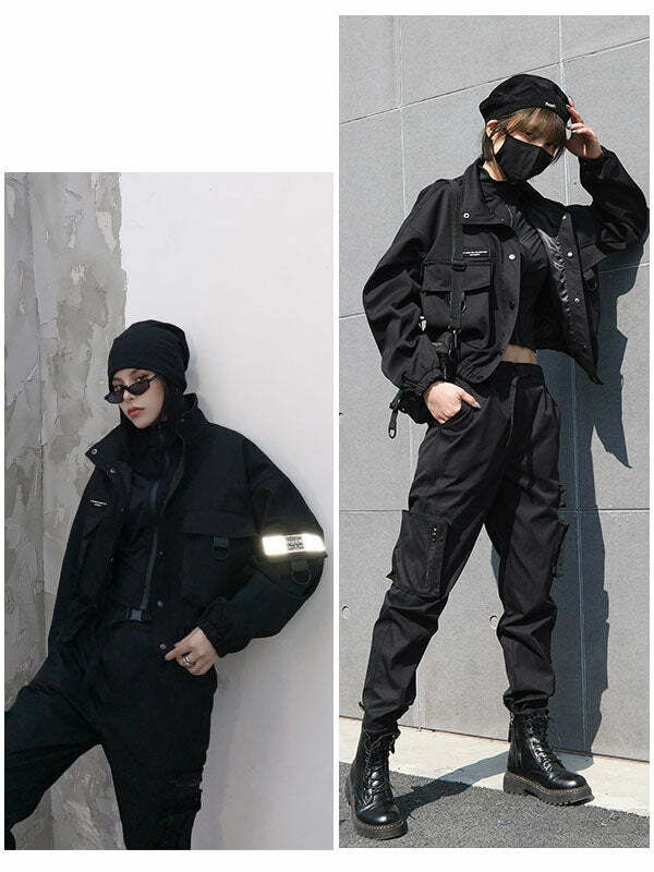 Trendy Y2K Cargo Jacket: Embrace Grunge Aesthetic with Comfy Style & Vintage Vibes