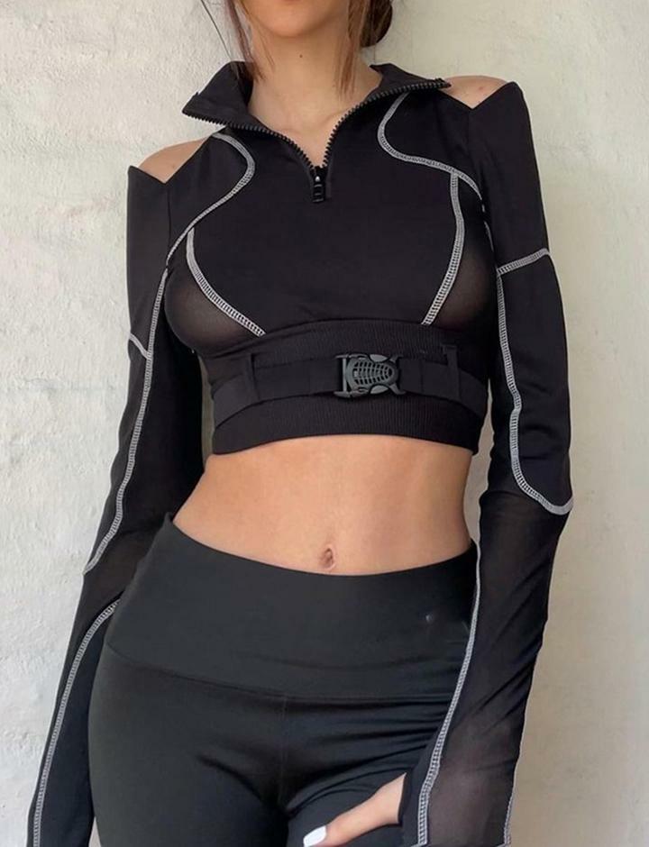 Trendy Y2K Cutout Off Shoulder Long Sleeve Tee - Perfect for Coquette & Grunge Aesthetics