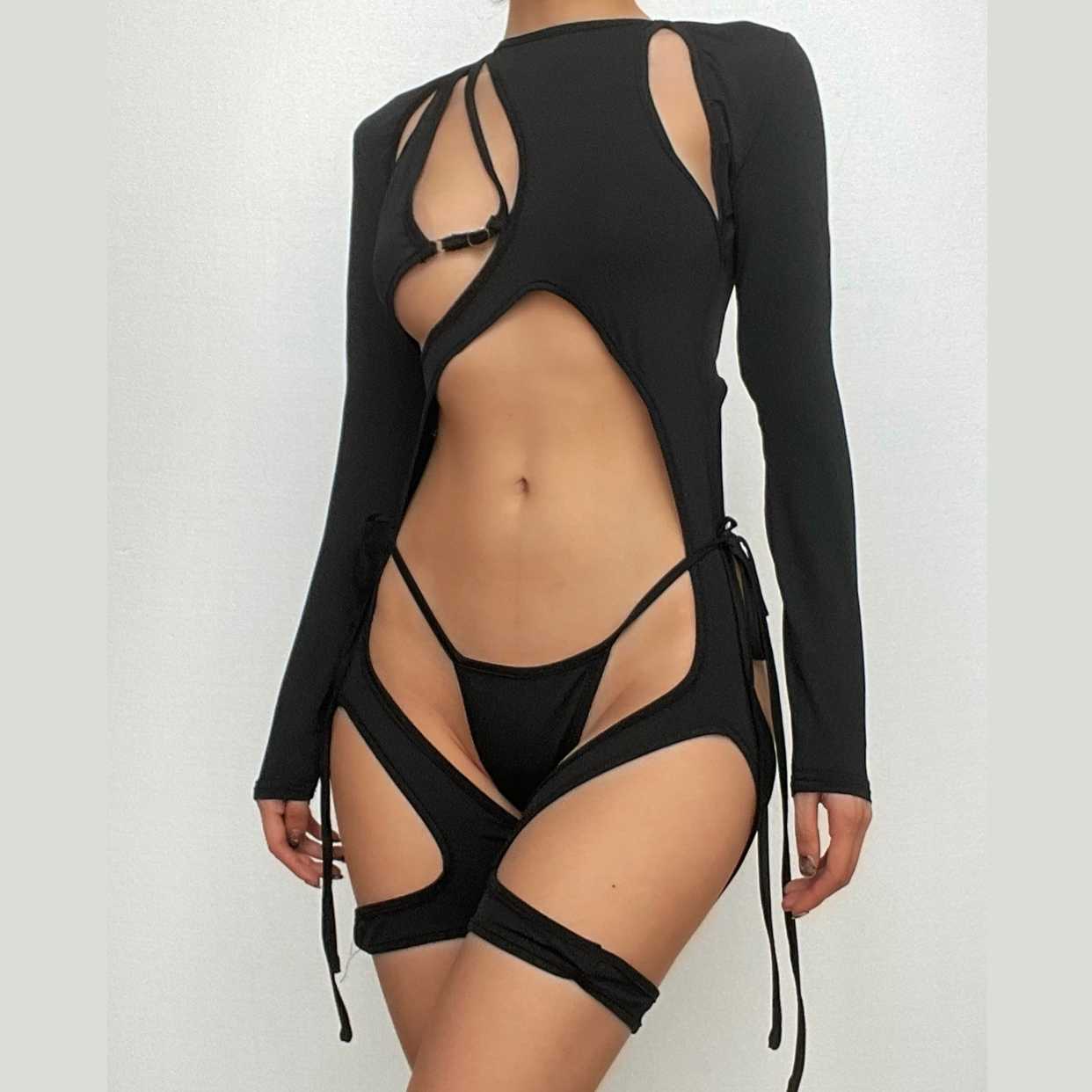 Trendy Y2K Hollow Out Zip-Up Top - Irregular Cut, Grunge & Coquette Aesthetic Style